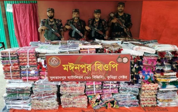কসবা সীমান্তে এক কোটি টাকার ভারতীয় শাড়ি উদ্ধার